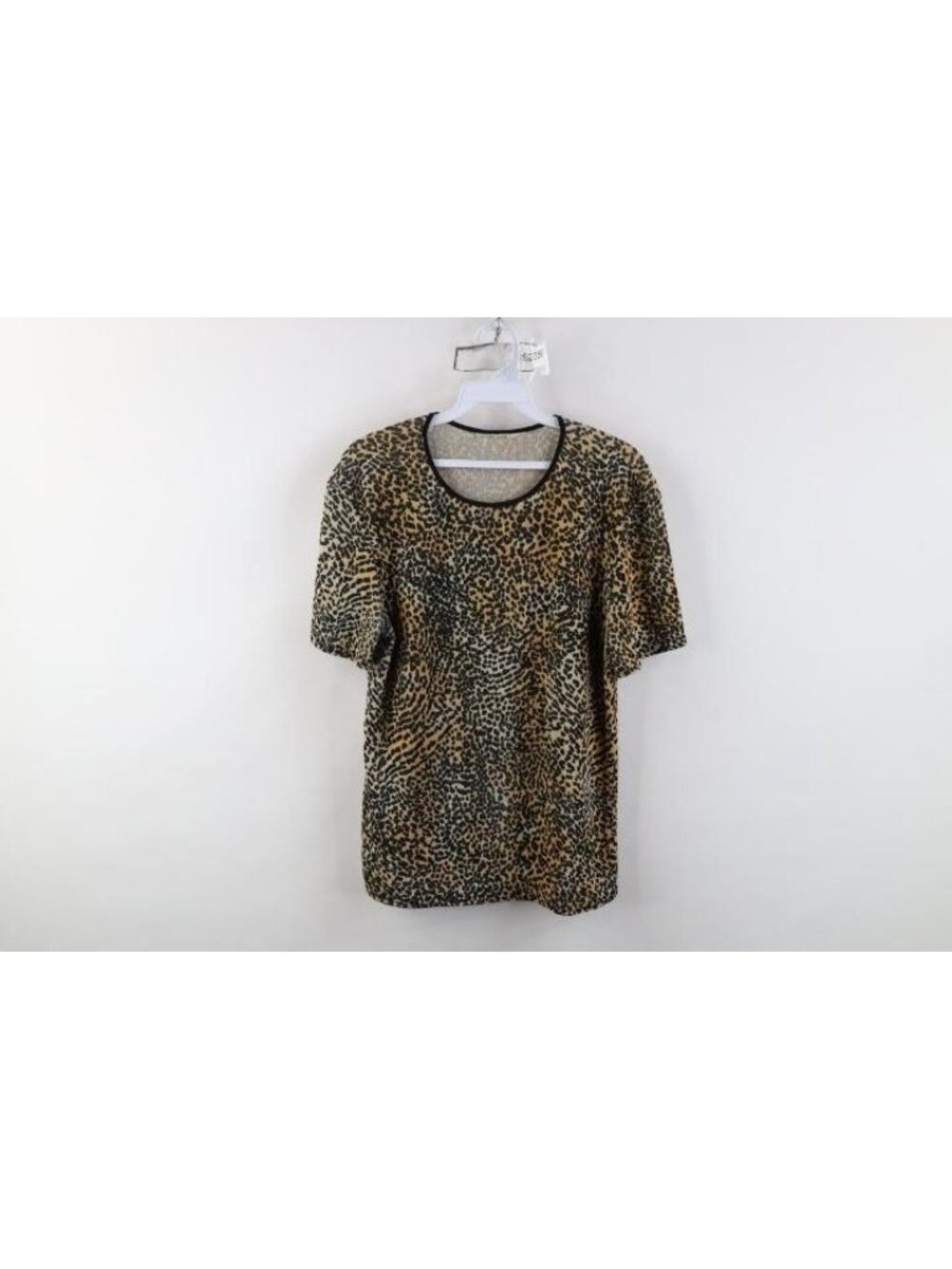 Vintage 90s Streetwear Womens Large Babydoll Ribbed Knit Cheetah Leopard T-Shirt